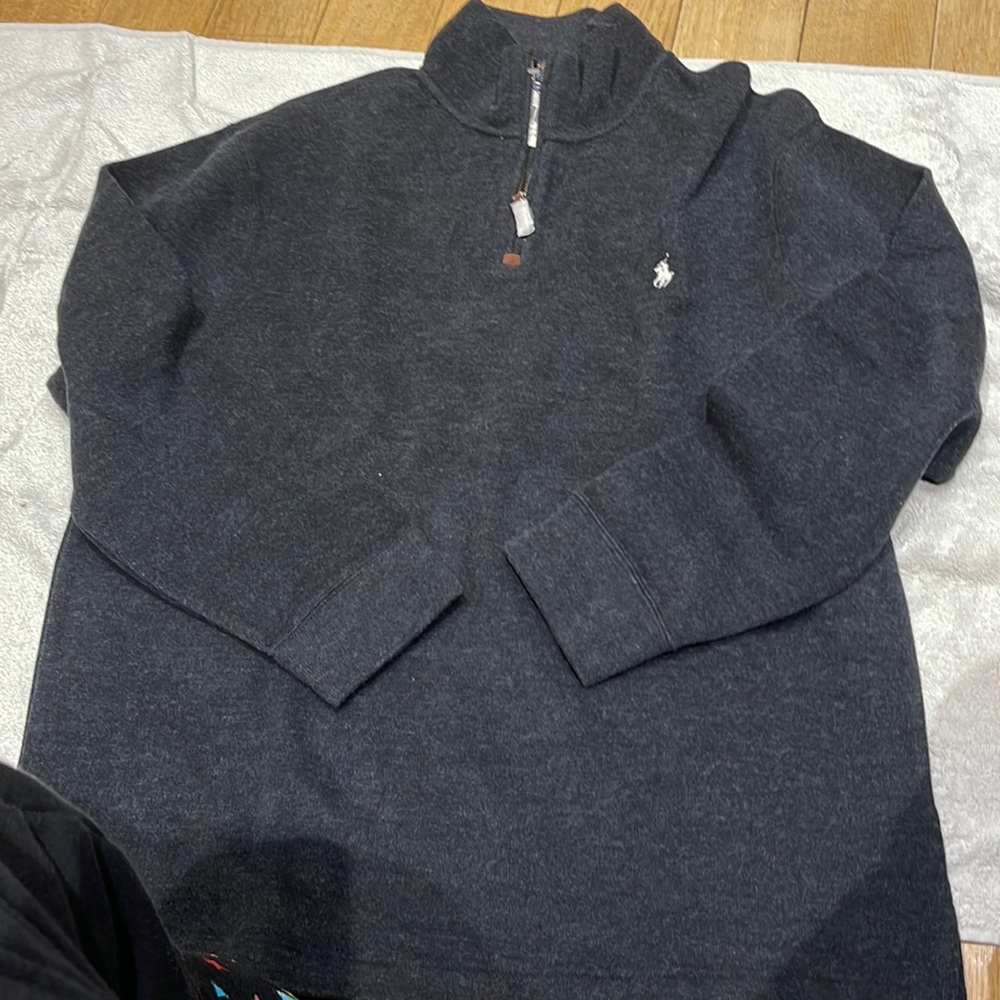 Mens dark grey polo sweater , soft new w tags